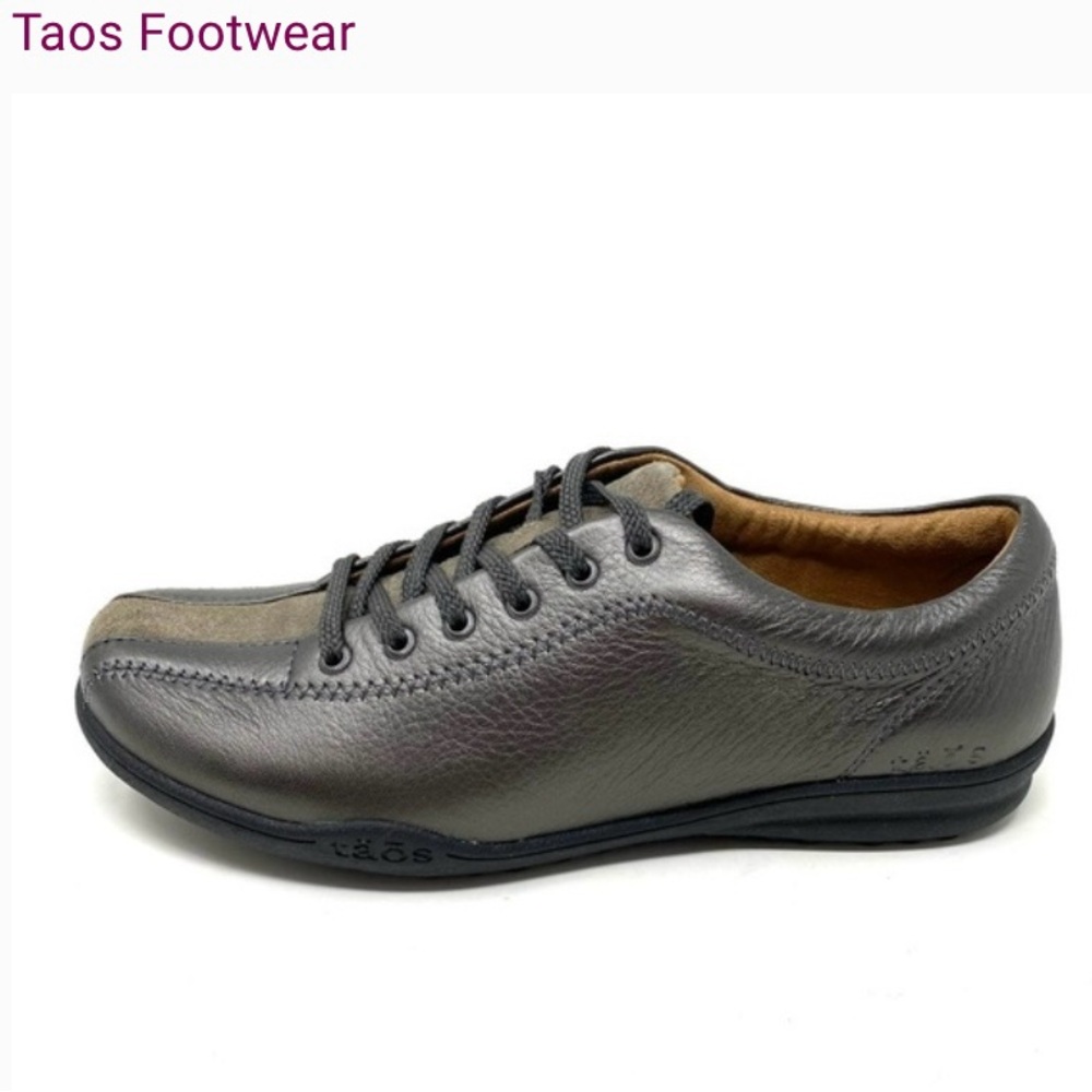 Taos Stealth Leather Lace Up Sneaker Pewter Metallic-Women’s Size 7.5